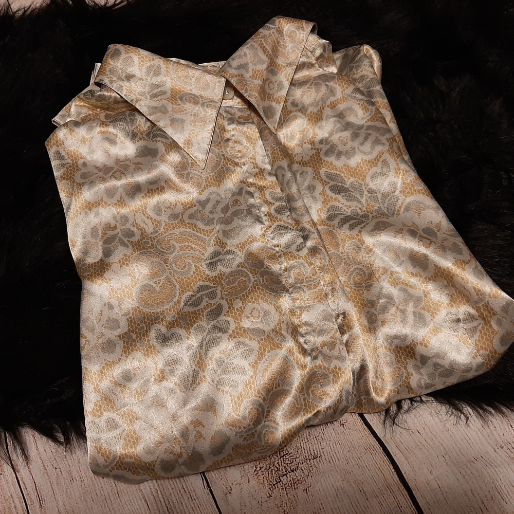 Apostrophe Gray, white and gold long sleeve blouse - Picture 5 of 14